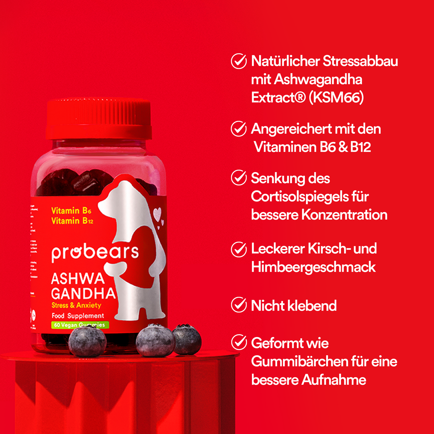 eine Flasche Vitamine, die auf einem Tisch steht
Probears ashwagandha KSM-66